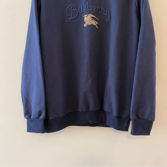 Vintage Burberry Blue Spellout Pullover Sweater Sweatshirt Top Men’s Size Large - Picture 3 of 11